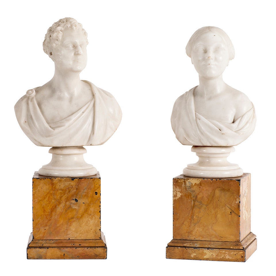 Marble Busts of George IV and Princess Charlotte of Wales For Sale