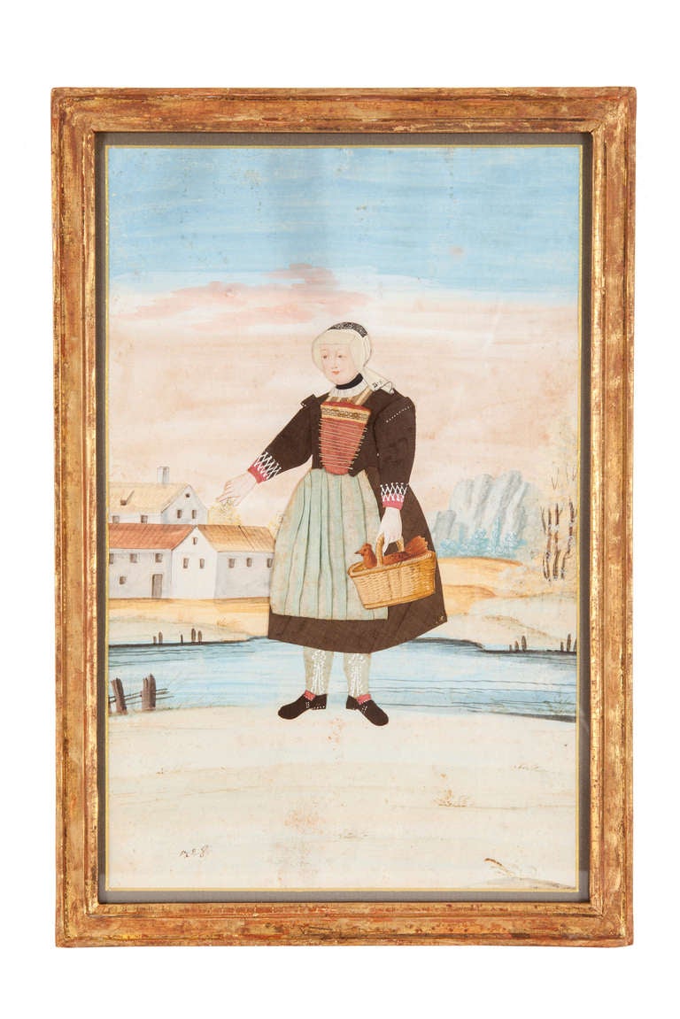 18th Century and Earlier Five Polish Watercolours For Sale