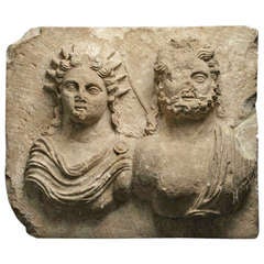 Limestone relief with a pair of deities from Palmyra