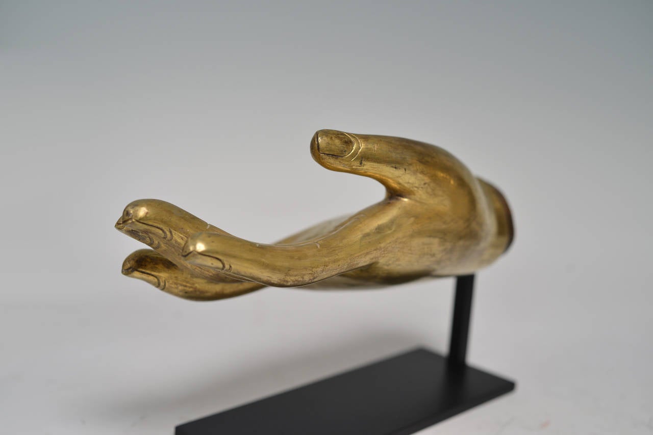 Group of Two Fine Cast Gilt Bronze Buddha Hands, 19th Century 1