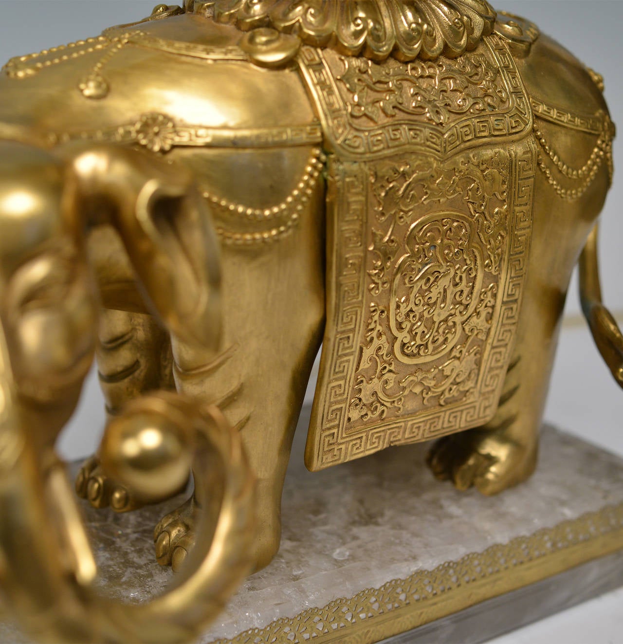 Early 20th Century Pair of Gilt Bronze Figures of the Elephants Mounted as Lamps