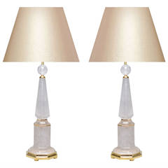 Pair of Modern Rock Crystal Quartz Lamps