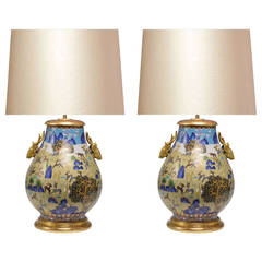Pair of Cloisonné Vases Mounted as Lamps 2