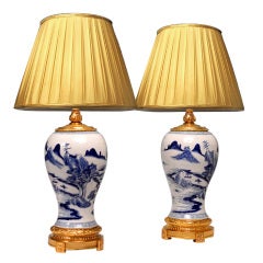 A Pair Of Ormolu Mounted Porcelain Lamps
