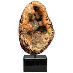 Agate Stone Geode Specimen with Dark Brown Rock Crystal Base 10