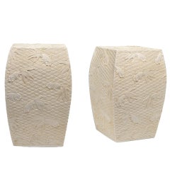 A Pair Of Fine Carved Blanc-de-chine Porcelain Stools