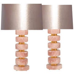 A Pair Of Pink Rock Crystal Lamps