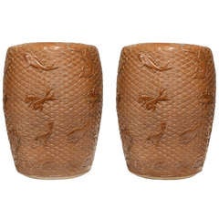 A Pair of Fine Carved Porcelain Stools