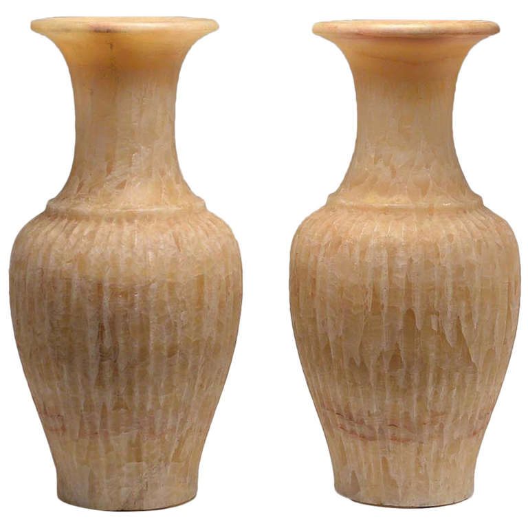 Pair Of Fine Carved Onyx Stone Vases For Sale At 1stdibs