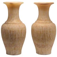 Pair of Fine Carved Onyx Stone Vases 4