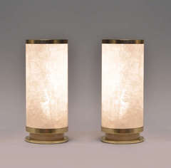 Pair of Rock Crystal Lanterns with Gilt Rims