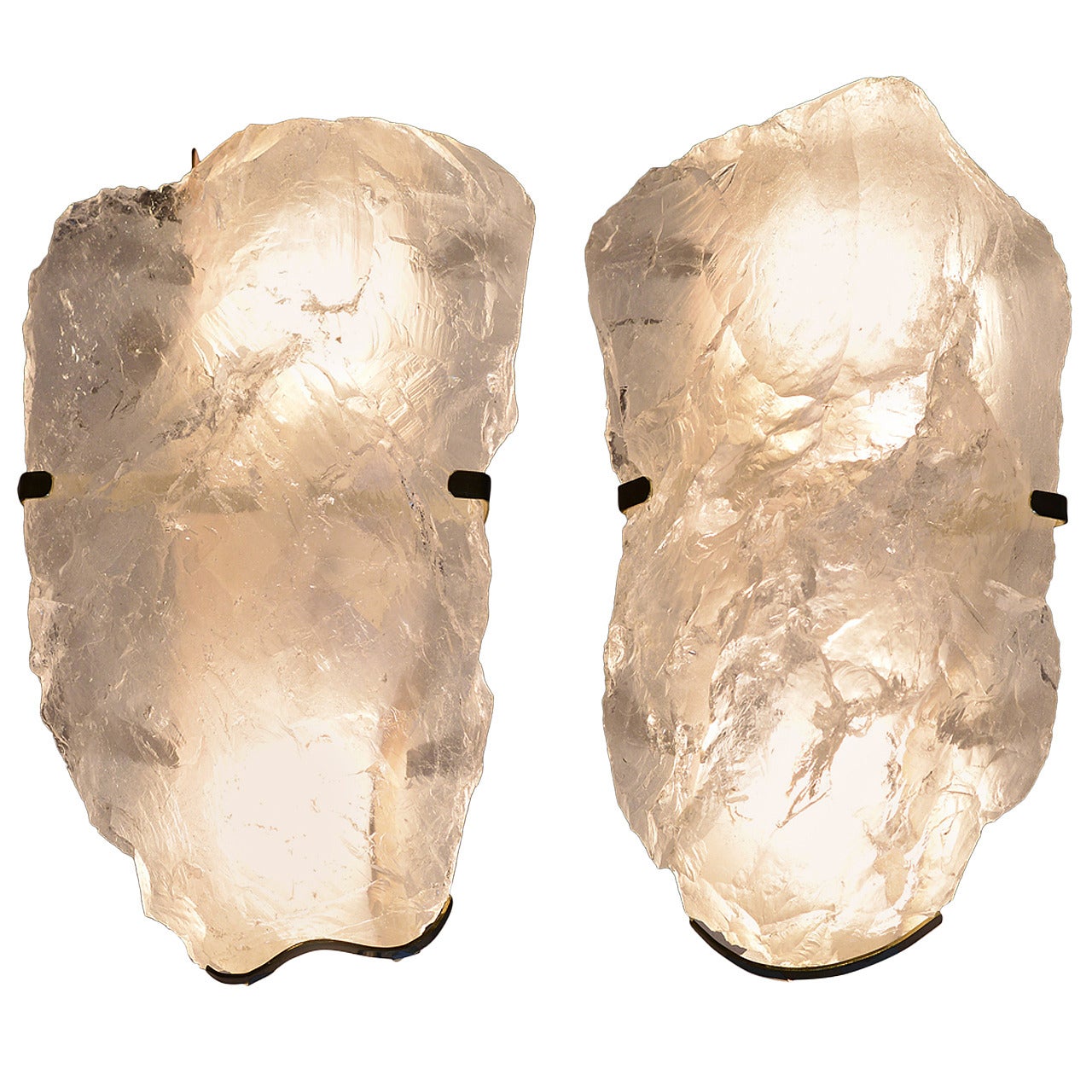 Pair of Rock Crystal Quartz Sconces