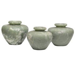 Group of Three Celadon Jade Jars