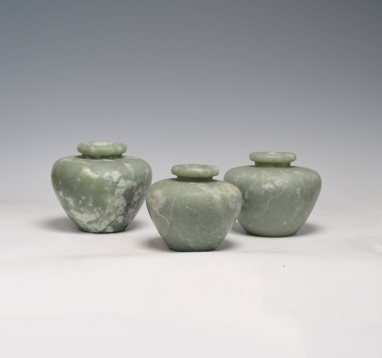 Group of Three Celadon Jade Jars