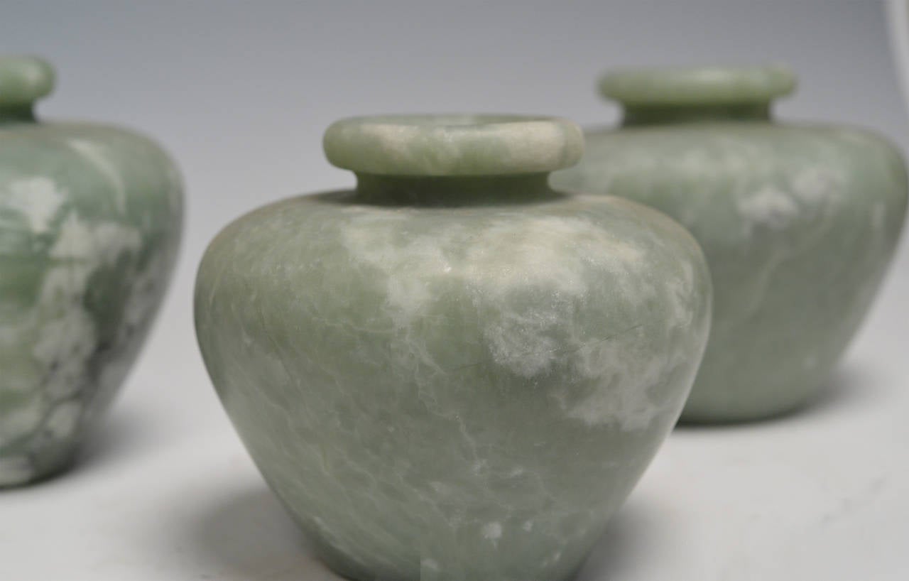 Group of Three Celadon Jade Jars In Excellent Condition In New York, NY