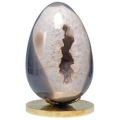A Rare Natural Agate Ball With Stand