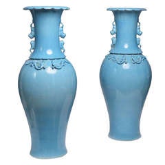 A Pair Of Turquoise Blue Porcelain Vases ca. 1920