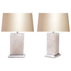 A Pair Of Block Shape  Rock Crystal Lamps
