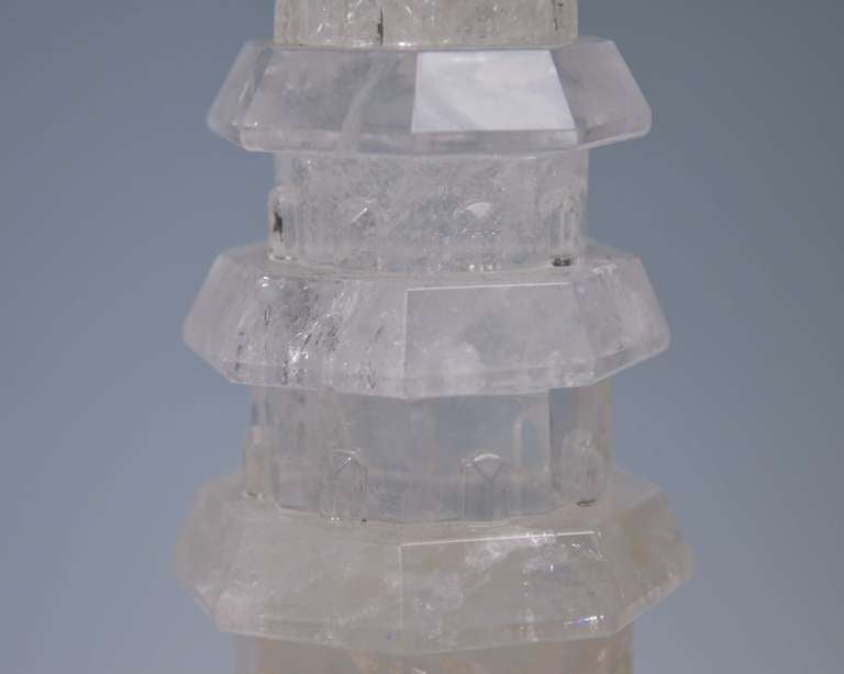 A Pair Of Fine Carved Rock Crystal Pagodas