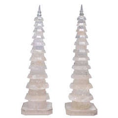 A Pair Of Fine Carved Rock Crystal Pagodas