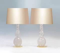 Pair of Double Gourd Form Rock Crystal Lamps with Gilt Bronze Bases