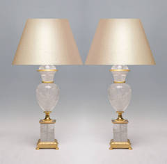 Pair of Ormolu Mounted Rock Crystal Lamps