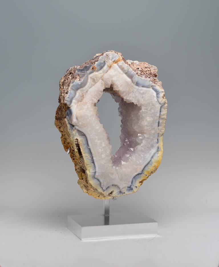 Natural Agate Stone with Silvered Stand For Sale at 1stDibs