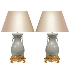 Pair of Ormolu-Mounted Porcelain Lamps
