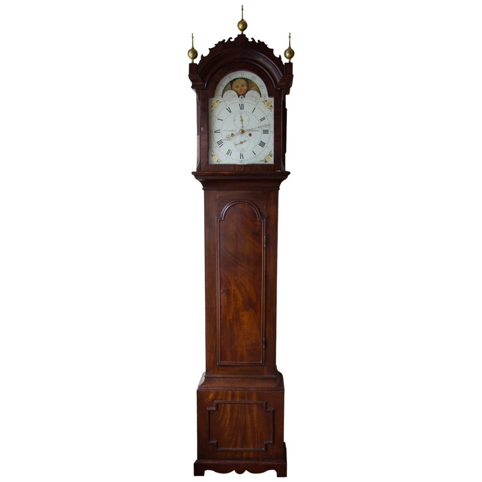 Mahogany Longcase Clock Signed J Crundwell, Edenbridge For Sale