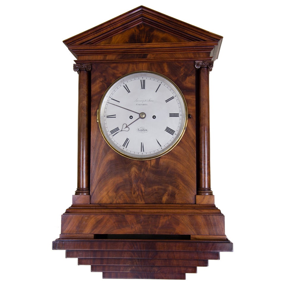 Mahogany Bracket Clock, Signed Savory & Sons, Cornhill For Sale