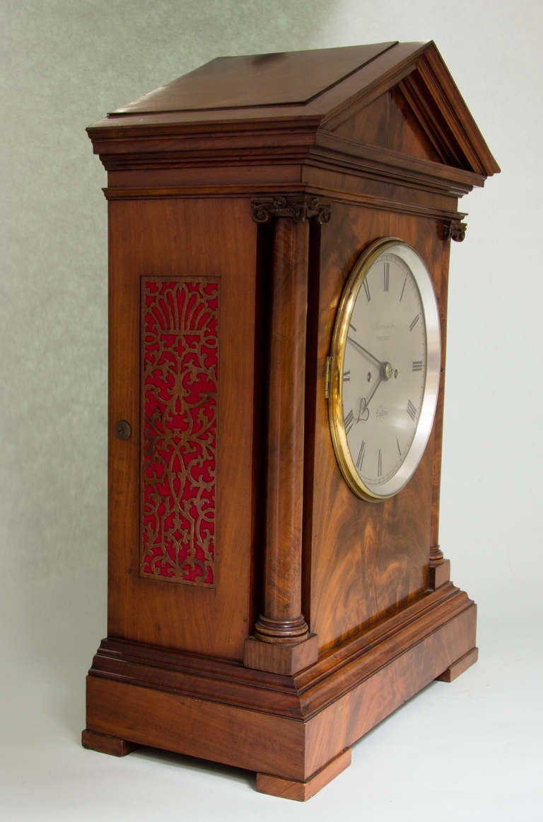 Mahogany Bracket Clock, Signed Savory & Sons, Cornhill In Excellent Condition For Sale In Kent, GB