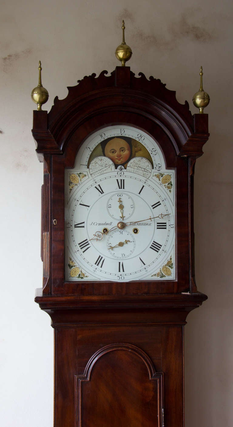 English Mahogany Longcase Clock Signed J Crundwell, Edenbridge For Sale