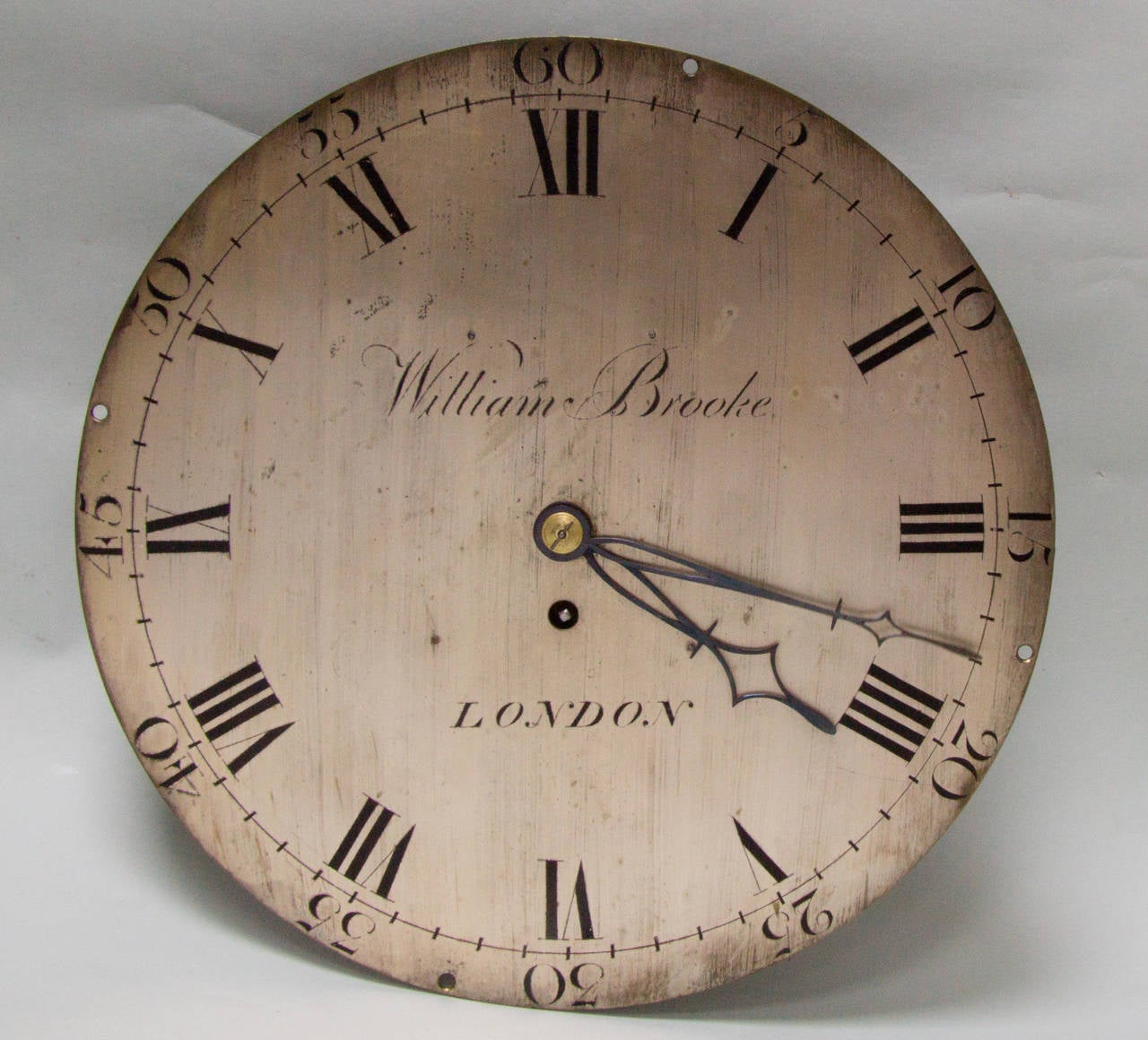 British Brass Dial Fusee Wall Clock Signed, 