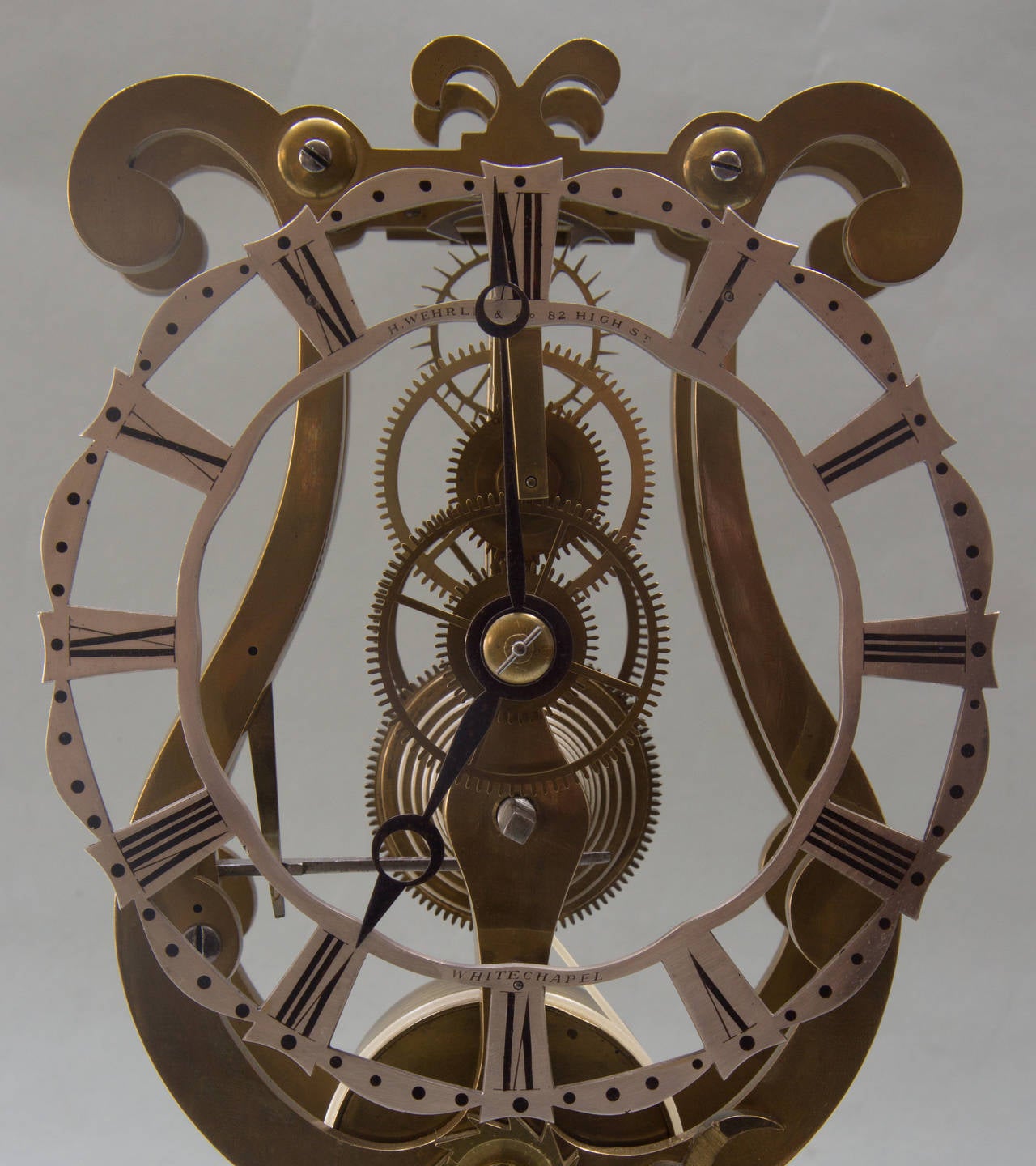 British English Fusee Skeleton Clock Signed, 