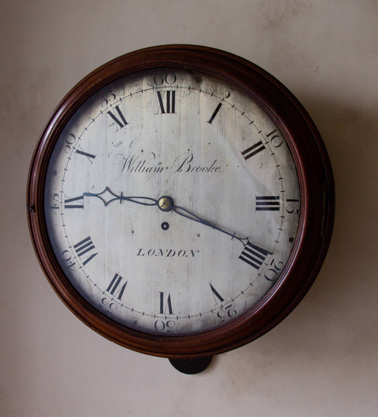 19th Century Brass Dial Fusee Wall Clock Signed, 