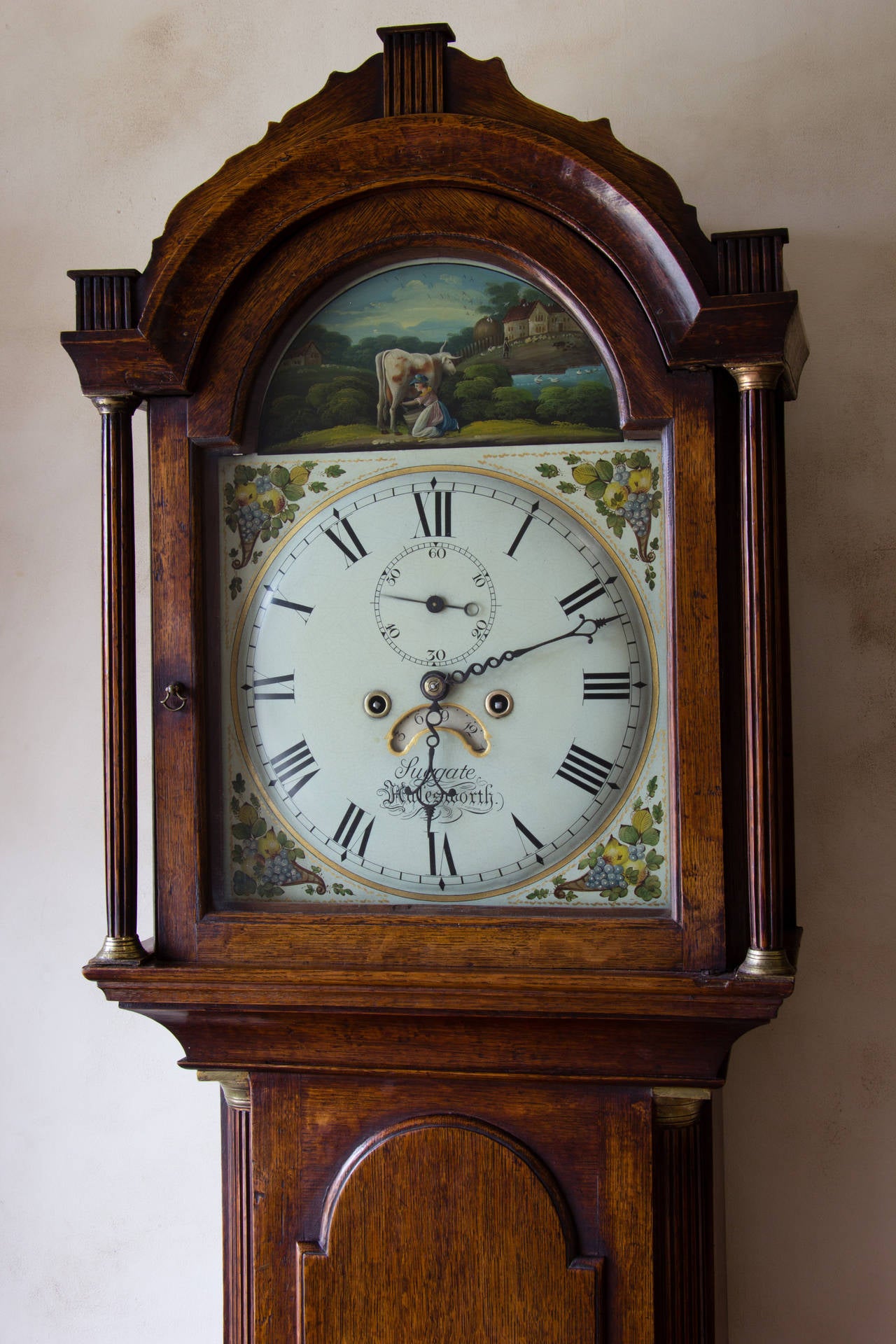 Small Oak Longcase Clock Signed, 