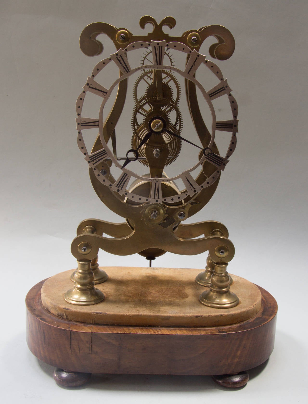 English Fusee Skeleton Clock Signed, 