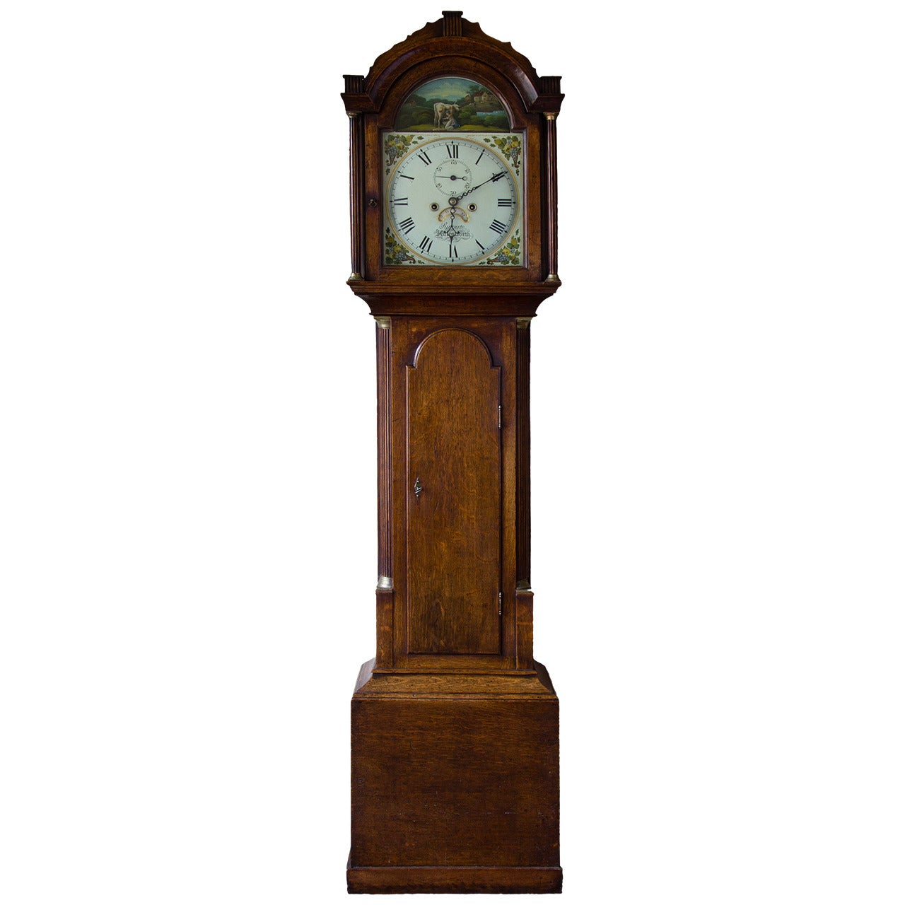 Small Oak Longcase Clock Signed, "Suggate, Halesworth" For Sale