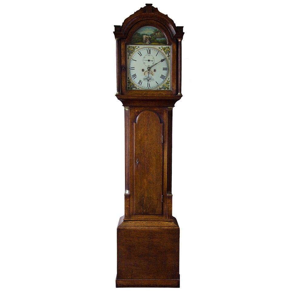 Small Oak Longcase Clock Signed Suggate, Halesworth For Sale