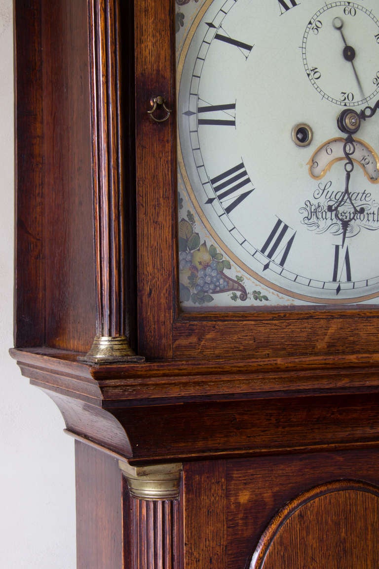 19th Century Small Oak Longcase Clock Signed Suggate, Halesworth For Sale