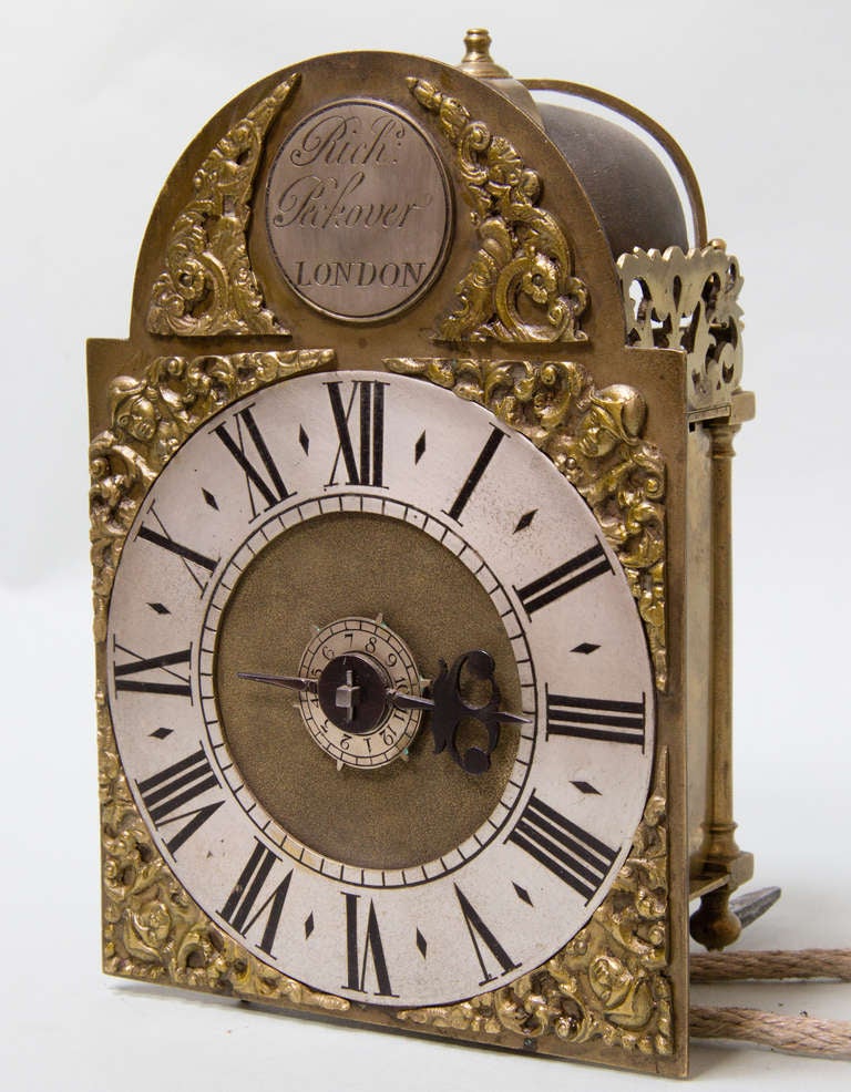 English Small Verge Lantern Wall Clock, Signed Richard Peckover For Sale
