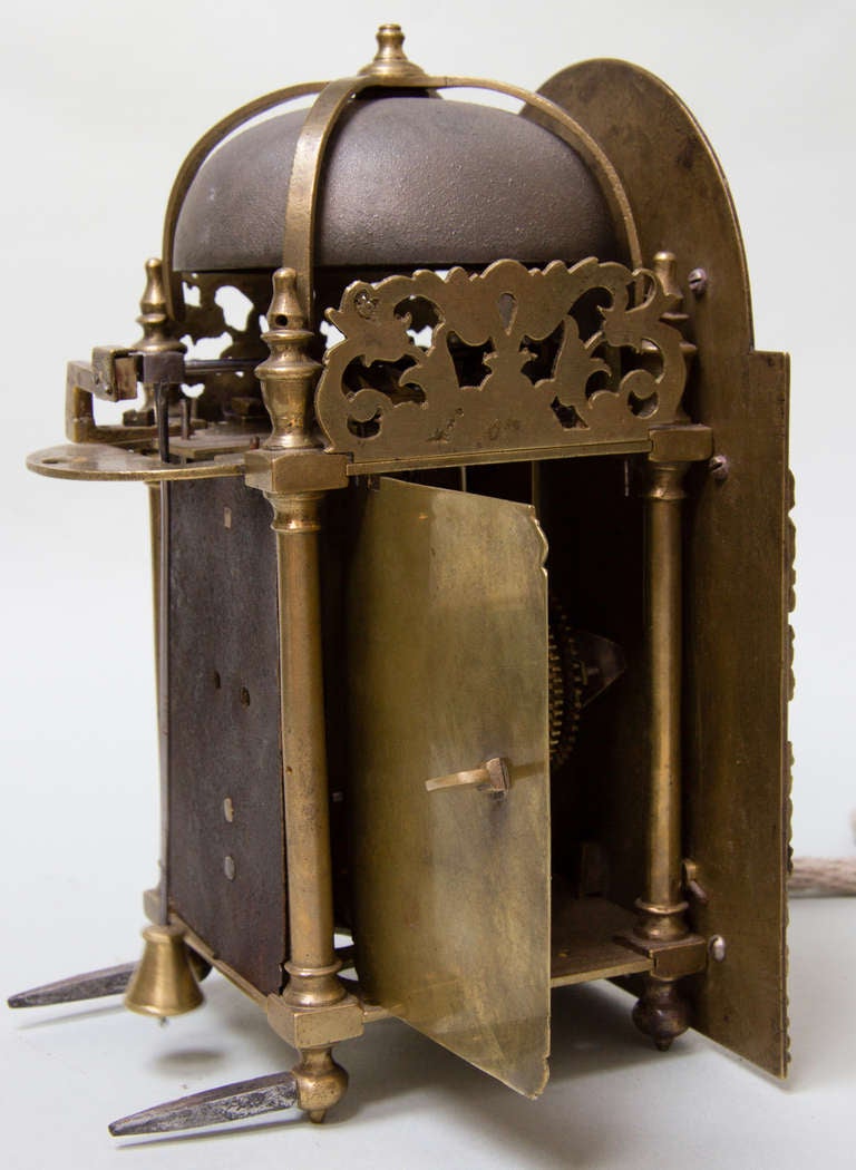 18th Century and Earlier Small Verge Lantern Wall Clock, Signed Richard Peckover For Sale