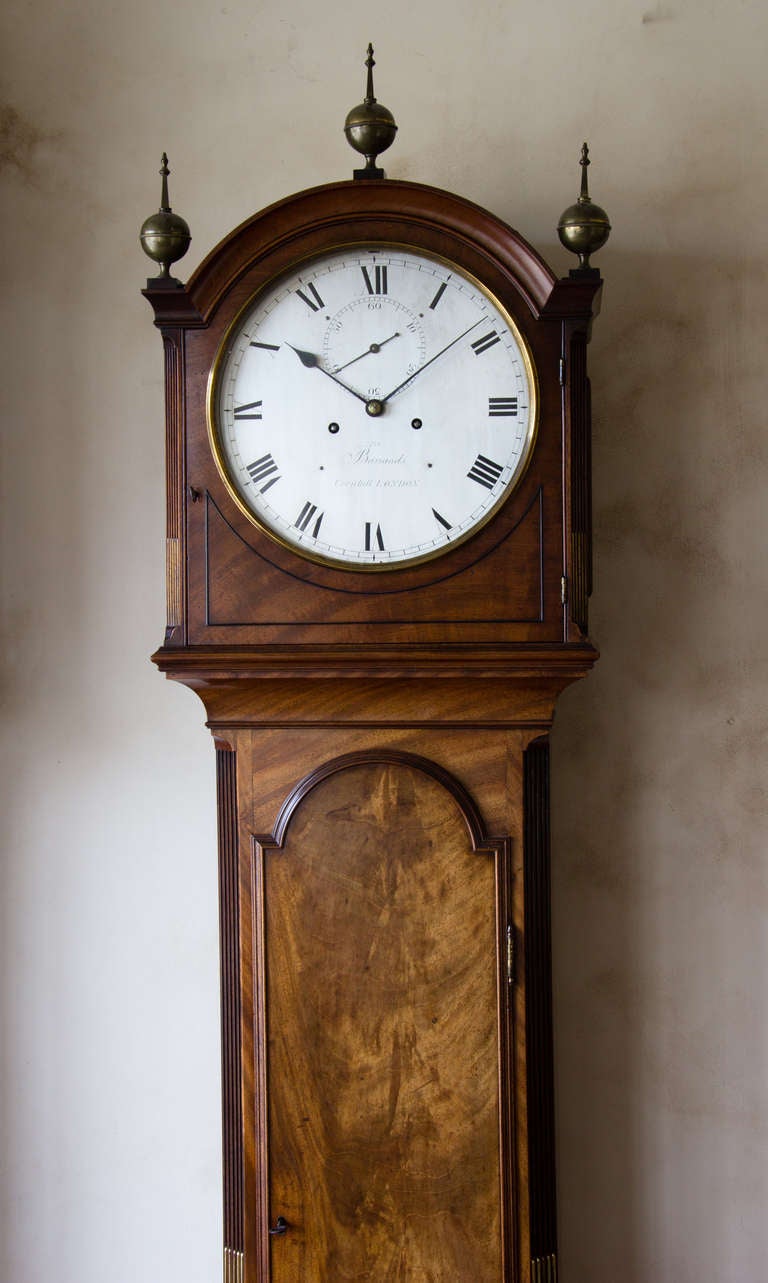 English Mahogany Longcase Clock Signed And Numbered 752, Barraud’s, Cornhill, London. For Sale