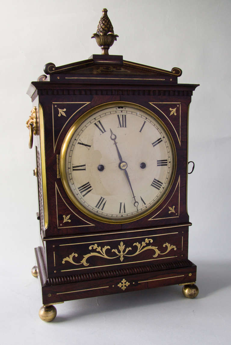 Rosewood Bracket Clock Signed Thwaites & Reed