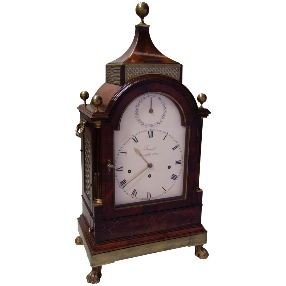 Quarter Chiming Bracket Clock Signed Barrauds, Cornhill London For Sale