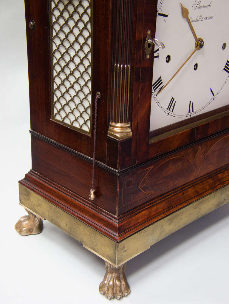 English Quarter Chiming Bracket Clock Signed Barrauds, Cornhill London For Sale