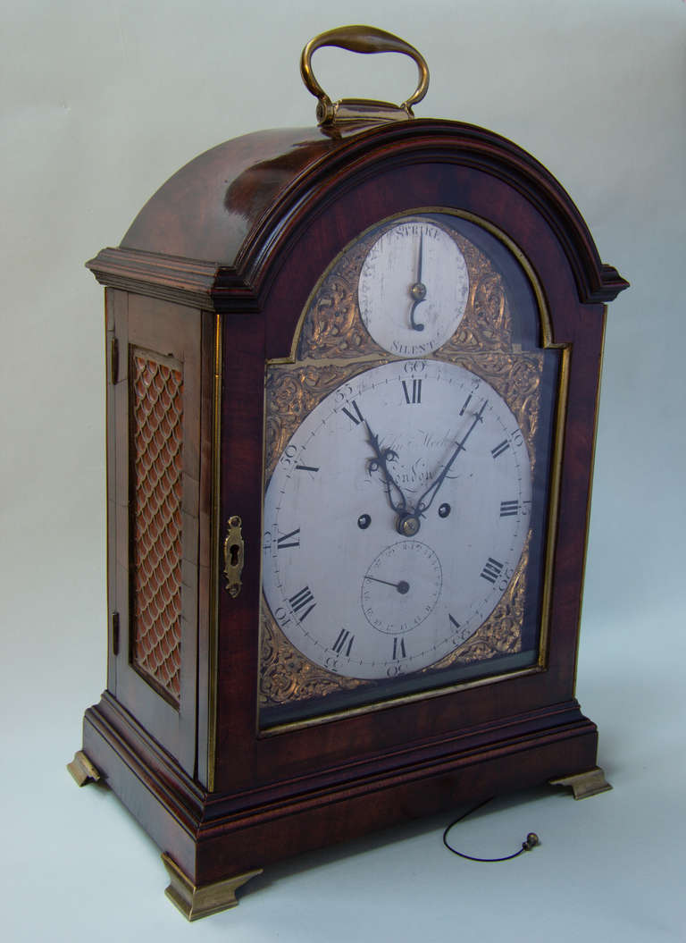 English Mahogany Bracket Clock Signed John Meek, London For Sale