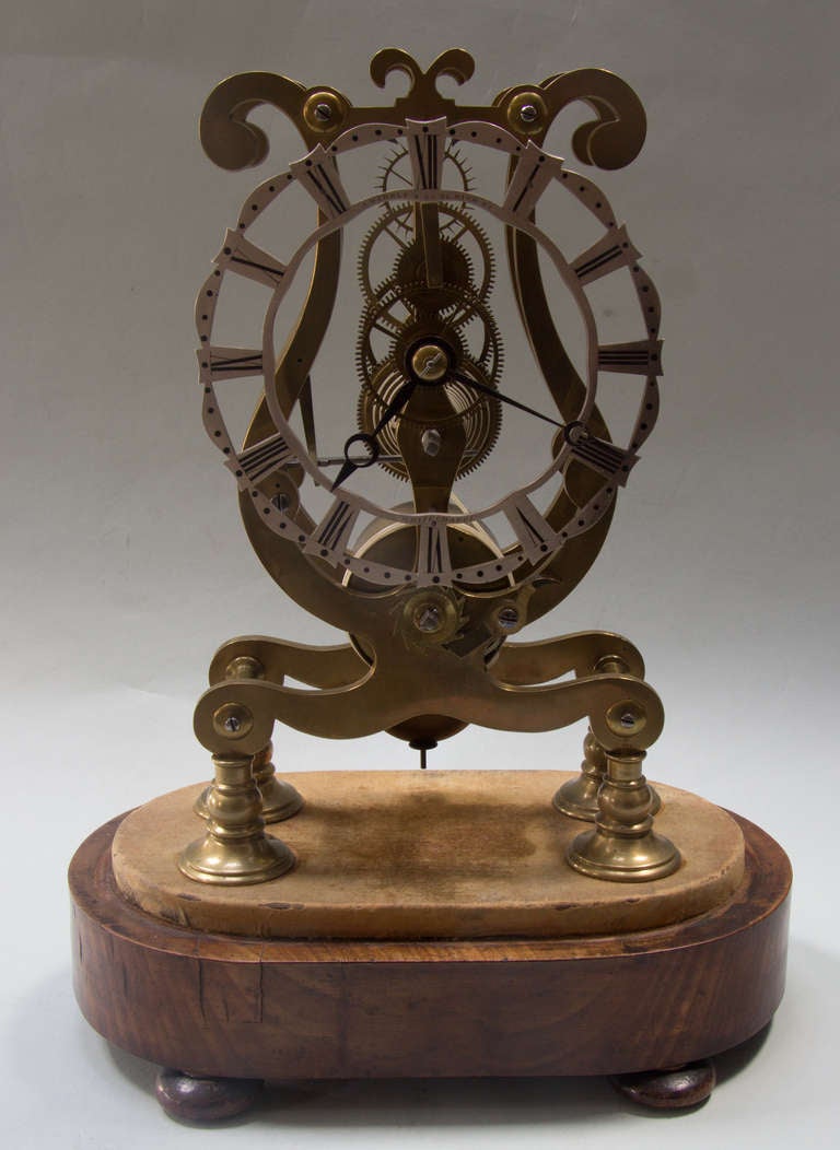 English Small Fusee Skeleton Clock signed H Wehrle & Co, Whitechapel For Sale