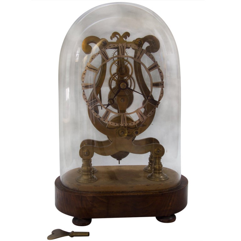 Small Fusee Skeleton Clock signed H Wehrle & Co, Whitechapel For Sale
