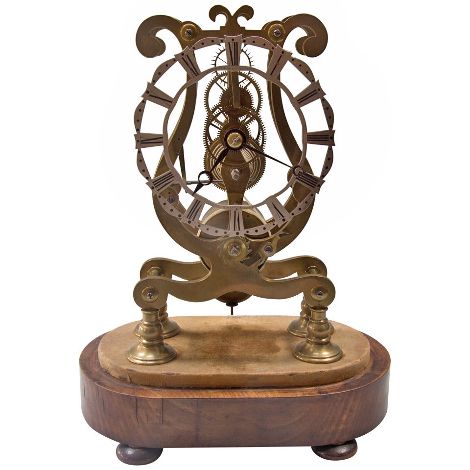 English Fusee Skeleton Clock Signed "H. Wehrle & Co." For Sale